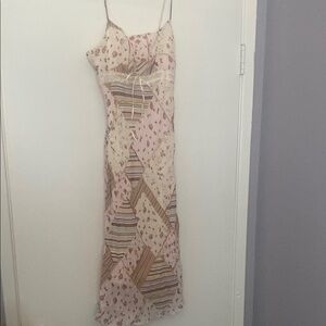 Forever 21 Cream Patchwork Midi Dress